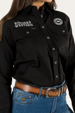 Outlet Ringers Western Signature Jillaroo Womens Full Button Work Shirt - Black/White