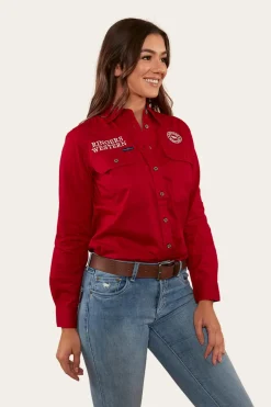 Ringers Western Signature Jillaroo Womens Full Button Work Shirt - Red/White
