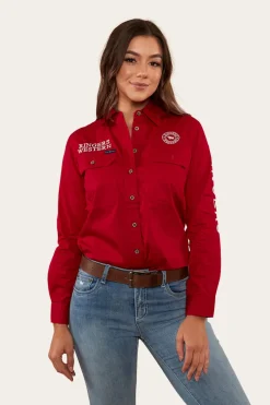 Ringers Western Signature Jillaroo Womens Full Button Work Shirt - Red/White
