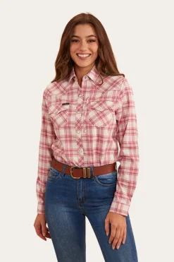 Online Ringers Western Silverlake Womens Western Shirt - Pink/Check