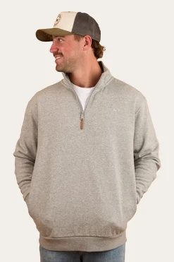 Ringers Western Strand Mens 1/4 Zip Crew - Grey Marle