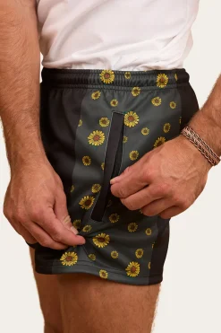 Clearance Ringers Western Sunflowers Footy Short - Black / Multi