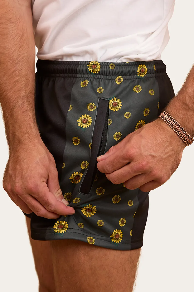 Clearance Ringers Western Sunflowers Footy Short - Black / Multi