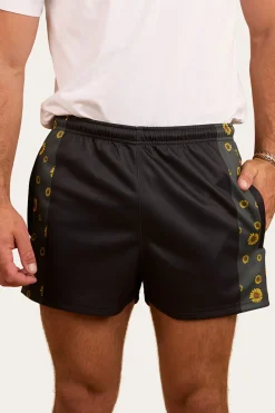 Clearance Ringers Western Sunflowers Footy Short - Black / Multi