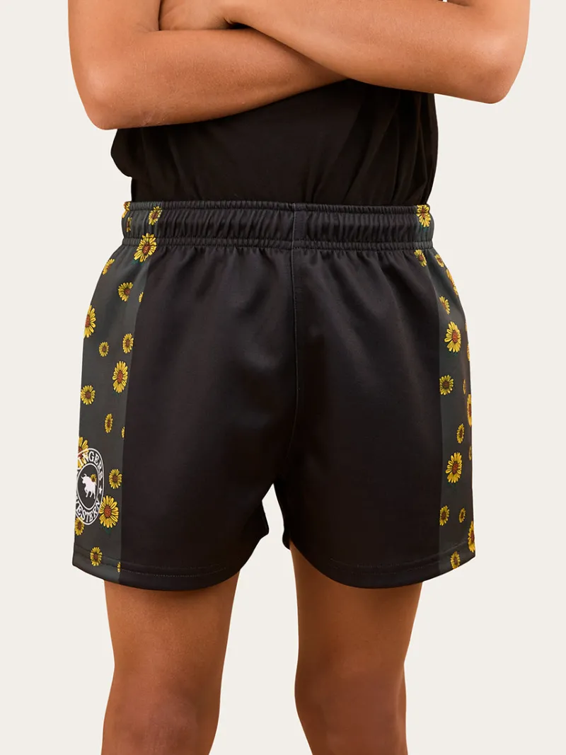 Online Ringers Western Sunflowers Kids Footy Short - Black / Multi