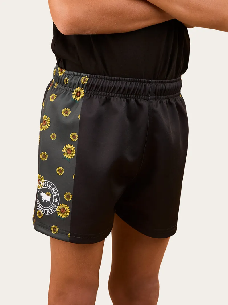 Online Ringers Western Sunflowers Kids Footy Short - Black / Multi
