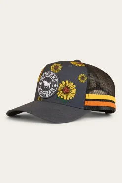 New Ringers Western Sunflowers Kids Trucker Cap - Black / Multi