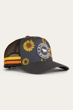 New Ringers Western Sunflowers Kids Trucker Cap - Black / Multi