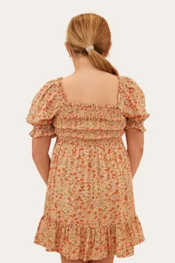 Clearance Ringers Western Tahlia Girls Shirred Mini Dress - Off White