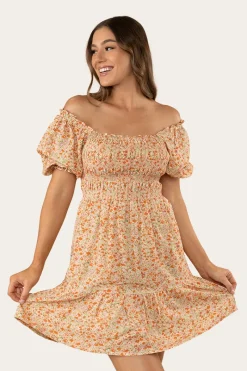 Ringers Western Tahlia Womens Shirred Mini Dress - Off White