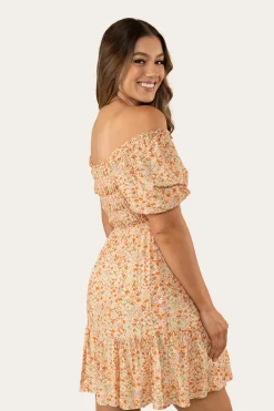Ringers Western Tahlia Womens Shirred Mini Dress - Off White