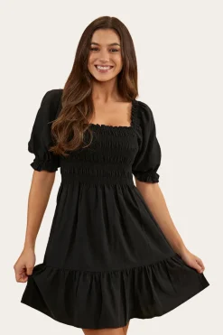 Discount Ringers Western Tahlia Womens Shirred Mini Dress - Black