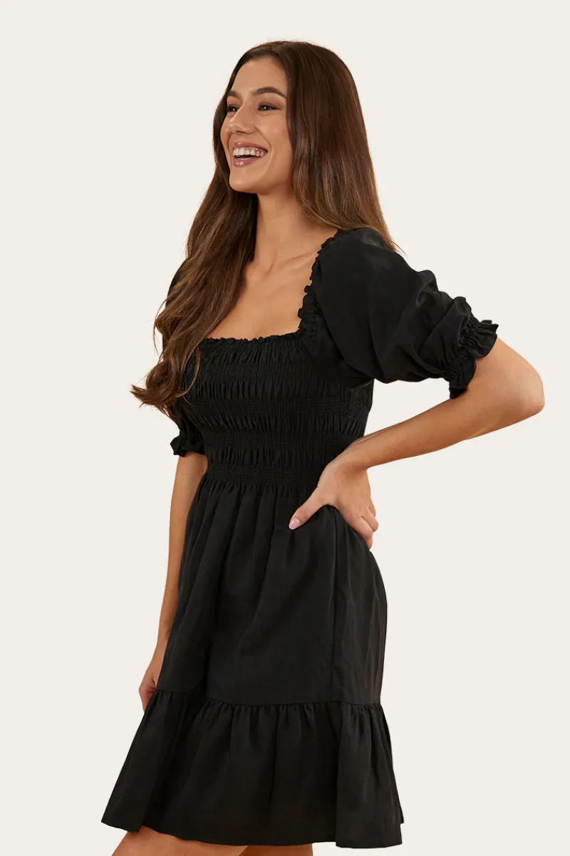 Discount Ringers Western Tahlia Womens Shirred Mini Dress - Black