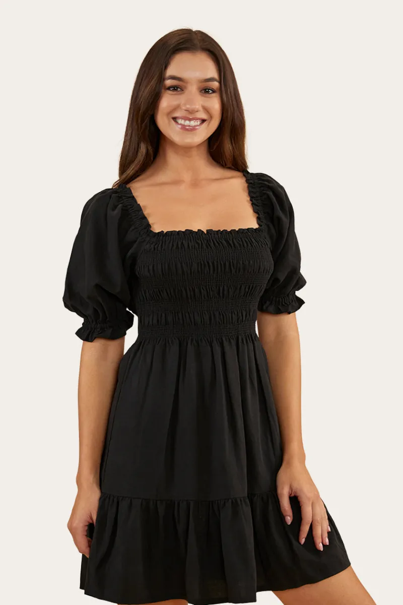 Discount Ringers Western Tahlia Womens Shirred Mini Dress - Black