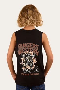 Outlet Ringers Western Take No Bull Kids Muscle Tank - Black