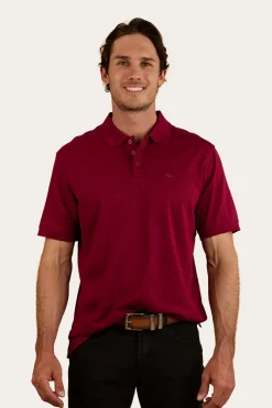 Clearance Ringers Western Tech Mens Polo - Burgundy