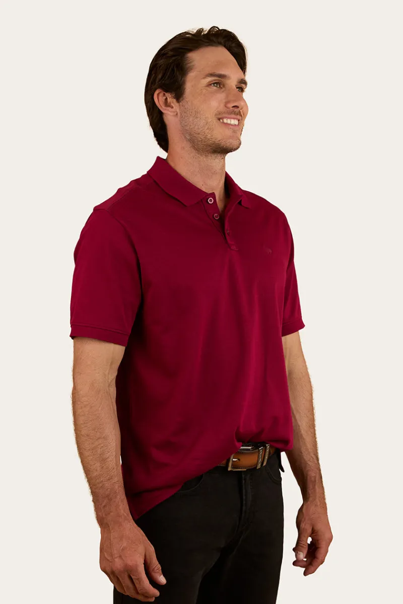 Clearance Ringers Western Tech Mens Polo - Burgundy
