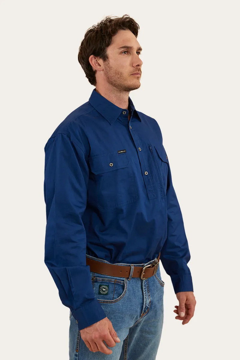 Best Ringers Western Tempest Mens Half Button Work Shirt - Navy