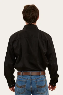 Discount Ringers Western Tempest Mens Half Button Work Shirt - Black