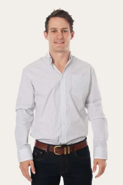 Discount Ringers Western Territory Mens Business Check Dress Shirt White/Blue
