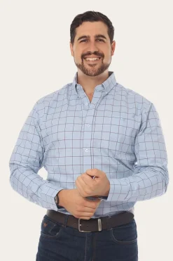 Discount Ringers Western Territory Mens Check Dress Shirt - Denim Blue