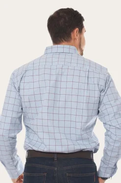Discount Ringers Western Territory Mens Check Dress Shirt - Denim Blue