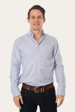 Hot Ringers Western Territory Mens Micro Check Dress Shirt - White/Blue