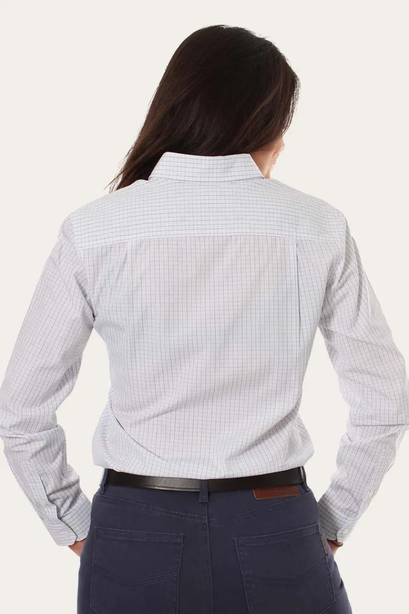 Sale Ringers Western Territory Womens Check Dress Shirt - White/Blue
