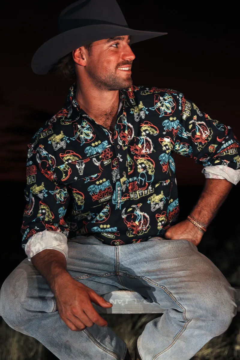 Clearance Ringers Western The Dyno Mens Limited Edition Work Shirt - Black / Multi