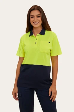 Sale Ringers Western Tracks Womens Hi-Vis Polo - Neon Yellow