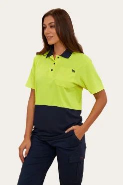 Sale Ringers Western Tracks Womens Hi-Vis Polo - Neon Yellow