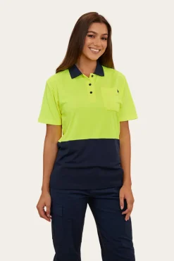 Sale Ringers Western Tracks Womens Hi-Vis Polo - Neon Yellow