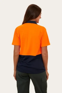Best Ringers Western Tracks Womens Hi-Vis Polo - Neon Orange Red