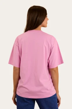 Discount Ringers Western Varsity Womens Oversized T-Shirt - Pastel Pink