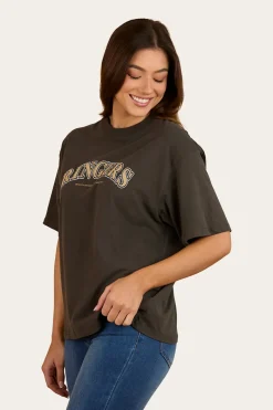 New Ringers Western Varsity Womens Oversized T-Shirt - Charcoal