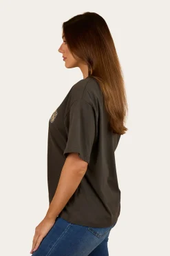 New Ringers Western Varsity Womens Oversized T-Shirt - Charcoal
