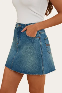 Discount Ringers Western Venice Womens Denim Skirt - Mid Wash Blue