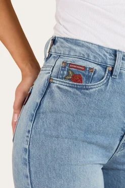 Outlet Ringers Western Visalia Rose Womens Wide Leg Jean - Light Wash Blue