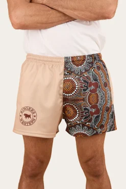 Online Ringers Western Walkabout Warrior Footy Short - Dark Sand / Multi