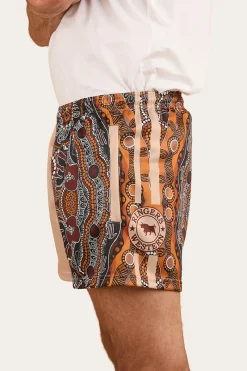 Online Ringers Western Walkabout Warrior Footy Short - Dark Sand / Multi