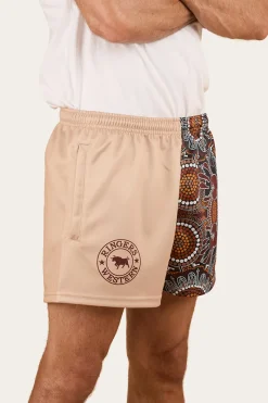 Online Ringers Western Walkabout Warrior Footy Short - Dark Sand / Multi