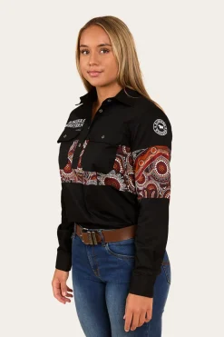 Ringers Western Walkabout Warrior Womens Half Button Work Shirt - Black