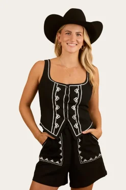 Best Ringers Western Westley Embroidered Short - Black