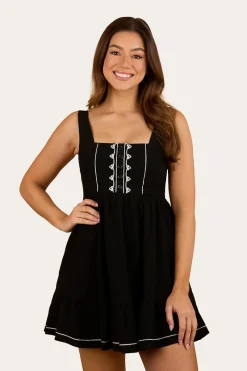 Outlet Ringers Western Westley Womens Embroidered Mini Dress - Black