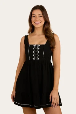 Outlet Ringers Western Westley Womens Embroidered Mini Dress - Black