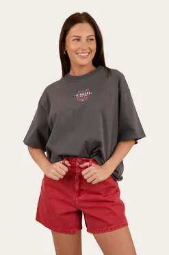 Hot Ringers Western Wild Eyes Oversized Womens T-Shirt - Washed Black