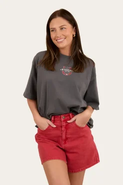 Hot Ringers Western Wild Eyes Oversized Womens T-Shirt - Washed Black