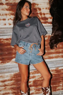 Hot Ringers Western Wild Eyes Oversized Womens T-Shirt - Washed Black