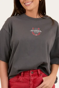 Hot Ringers Western Wild Eyes Oversized Womens T-Shirt - Washed Black