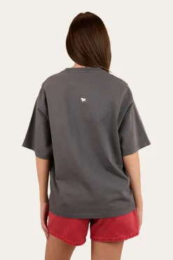 Hot Ringers Western Wild Eyes Oversized Womens T-Shirt - Washed Black